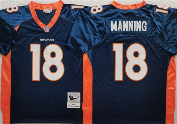 Denver Broncos #18 Peyton Manning Navy Throwback Stitched Jersey - Zenithce