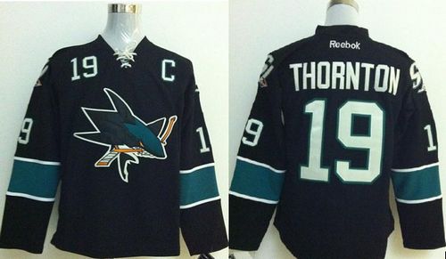 Sharks #19 Joe Thornton Stitched Black Jersey - Zenithce