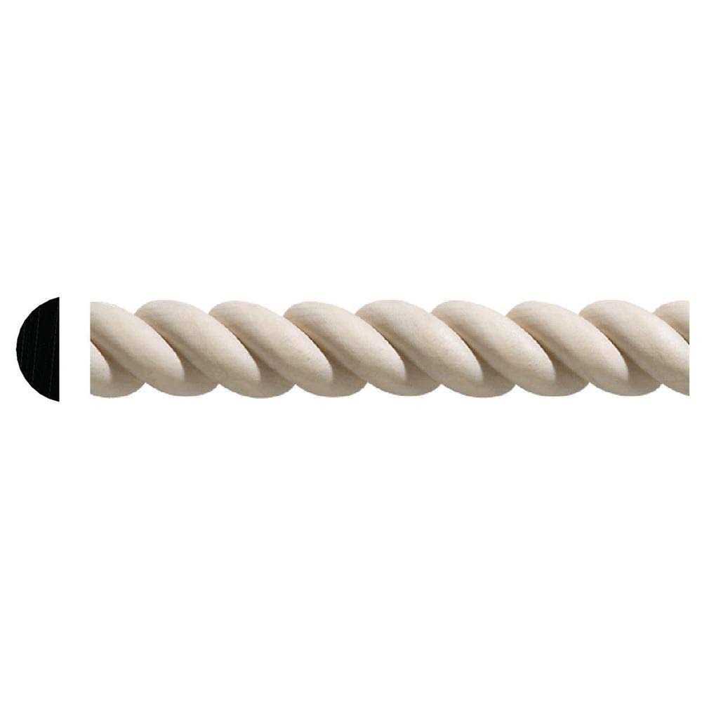 Ornamental Mouldings 96 in. White Hardwood Rope Trim Moulding - Zenithce