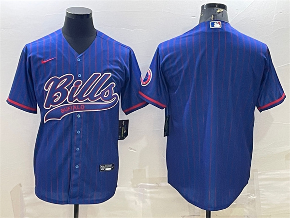 Buffalo Bills Team Big Logo With Patch Cool Base Stitched Baseball Jersey - Zenithce
