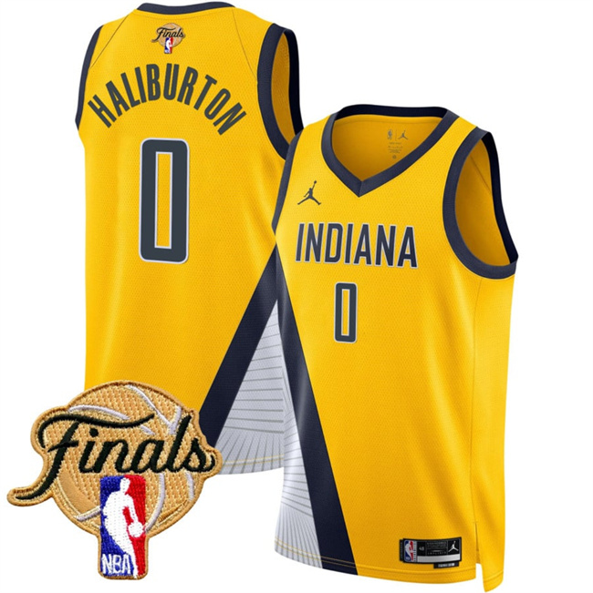 Indiana Pacers #0 Tyrese Haliburton Yellow 2025 Finals Statement Edition Stitched Jersey - Zenithce