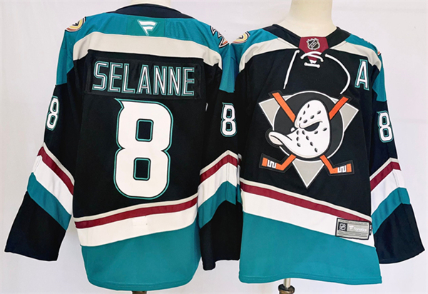 Anaheim Ducks #8 Teemu Selanne Black Teal 2024-25 Stitched Jersey - Zenithce