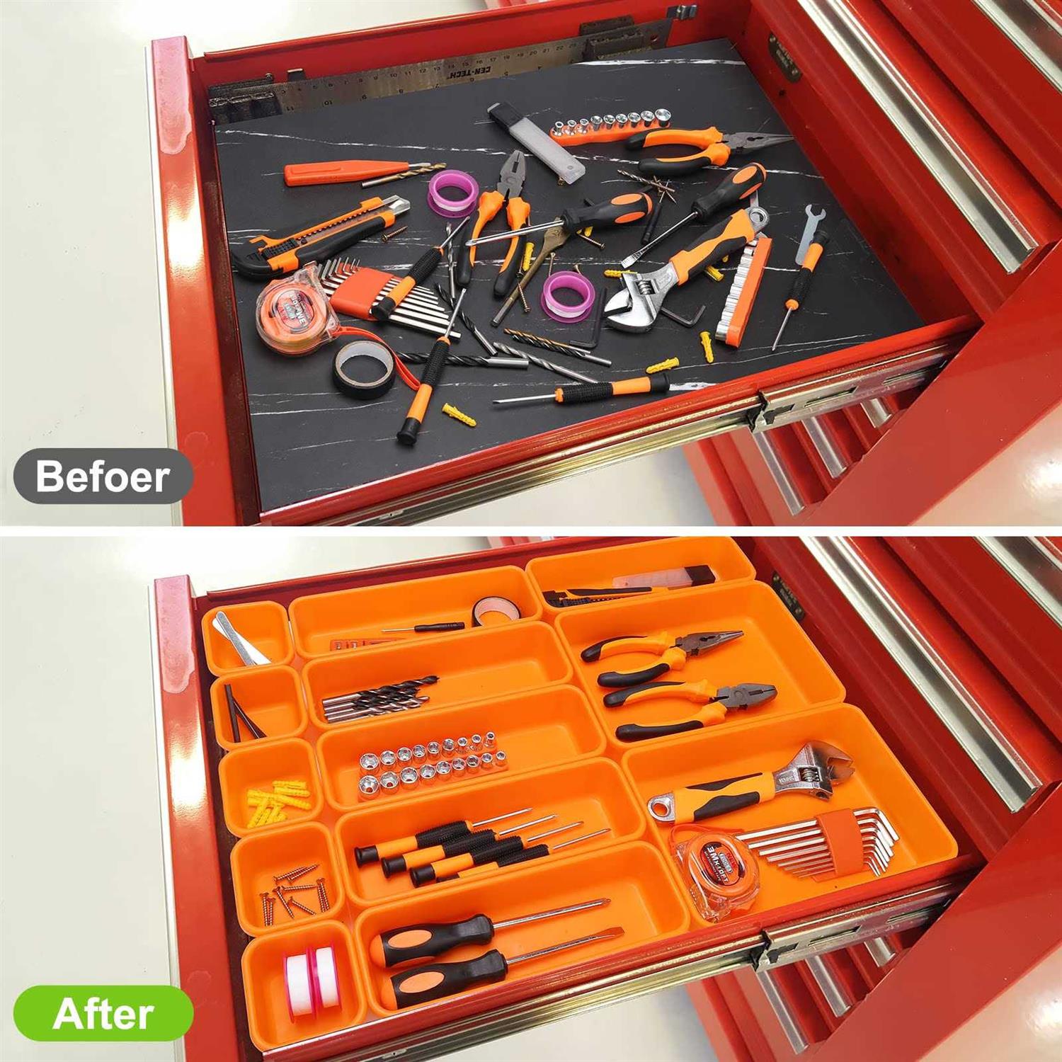 KeFanta 42 Pack Tool Box Organizer Tool Tray Dividers, Rolling Tool Chest Cart Cabinet Workbench Desk Drawer Organization and Storage for Hardware - Zenithce