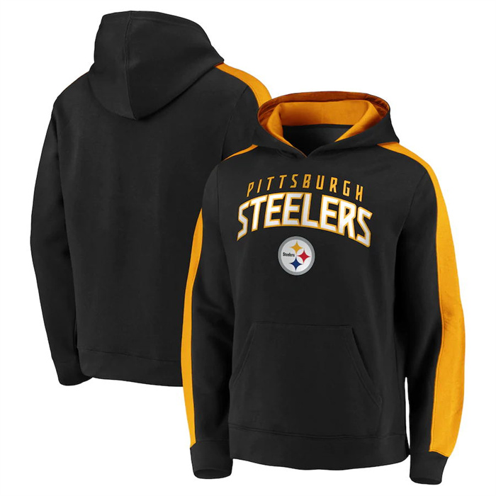 Pittsburgh Steelers Black Game Time Arch Pullover Hoodie - Zenithce
