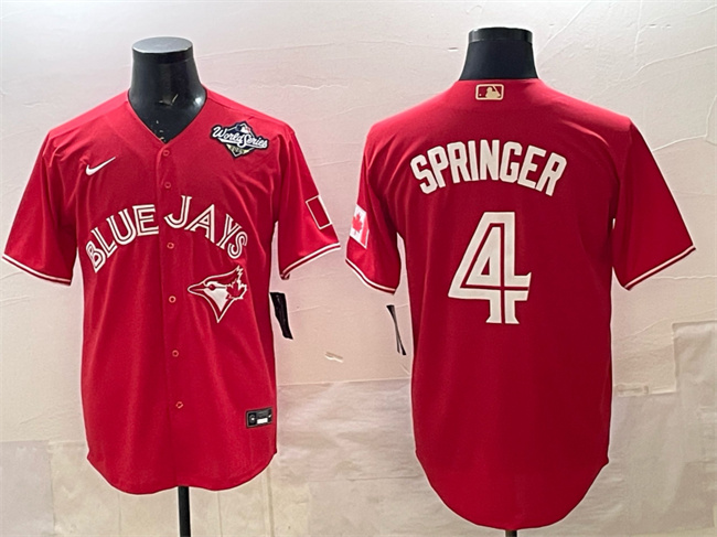 Toronto Blue Jays #4 George Springer Red 2025 World Series Cool Base Stitched Jersey - Zenithce