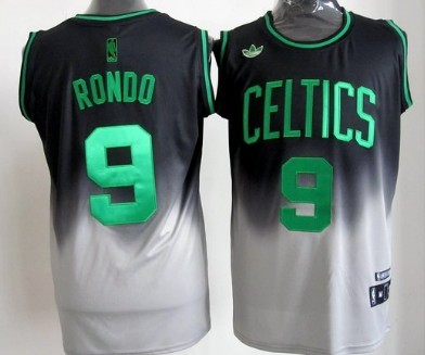 Boston Celtics #9 Rajon Rondo Black/Gray Fadeaway Fashion Jersey - Zenithce