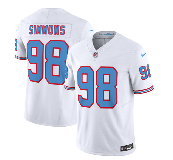 Tennessee Titans #98 Jeffery Simmons White 2023 F.U.S.E. Vapor Limited Throwback Stitched Jersey - Zenithce
