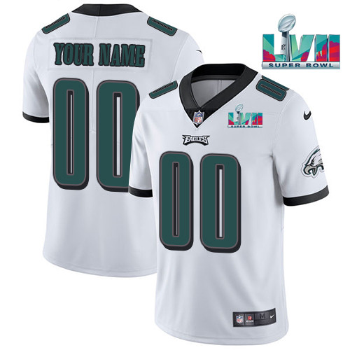 Philadelphia Eagles Custom White Super Bowl LVII Patch Vapor Untouchable Limited Stitched Jersey - Zenithce