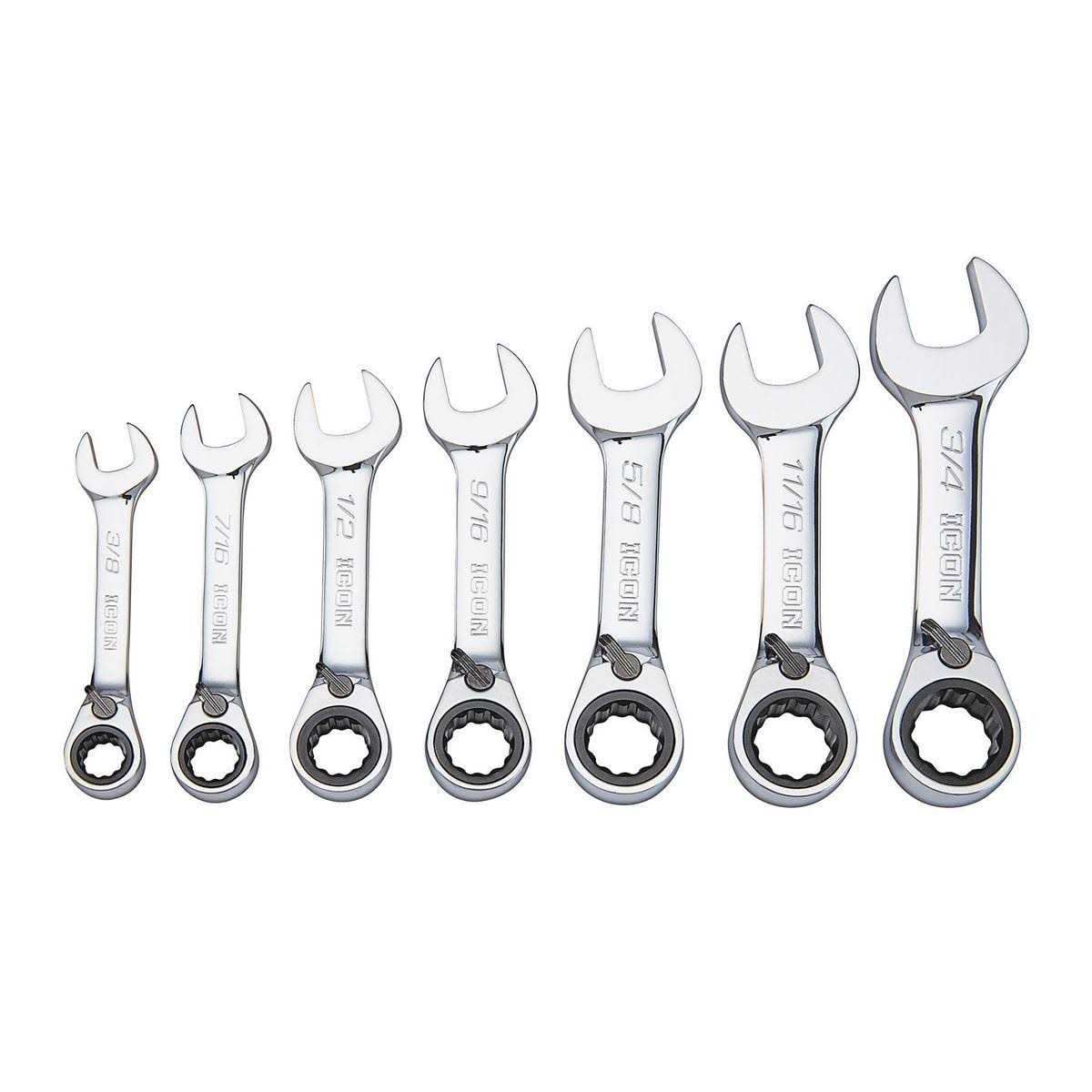 Icon Professional Stubby Ratcheting Combination Wrench Set - Zenithce