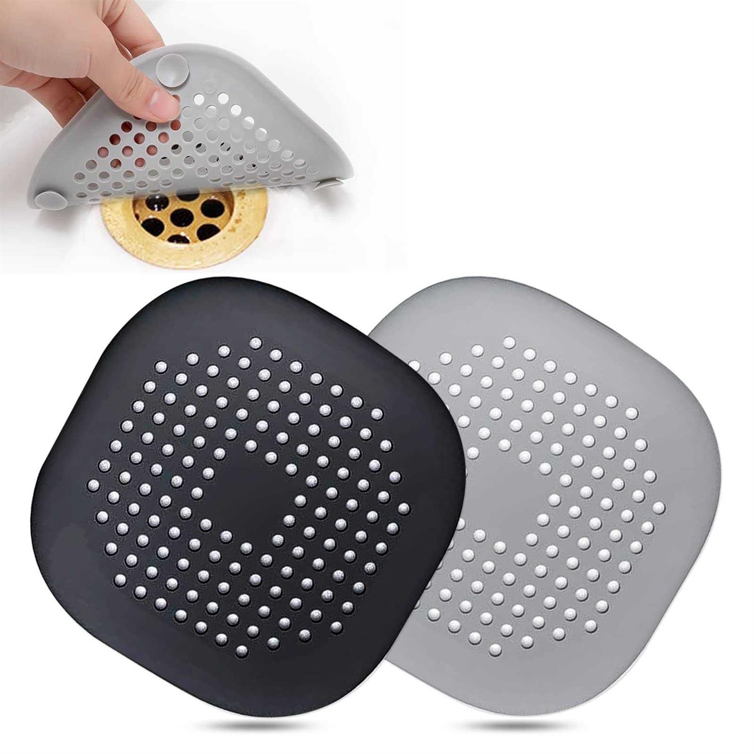 Square Silicone Hair Drain Cover For Shower With Suction Cup - Zenithce