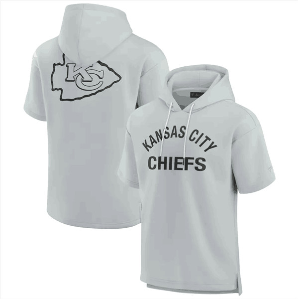 Kansas City Chiefs Gray Super Soft Fleece Short Sleeve Hoodie - Zenithce