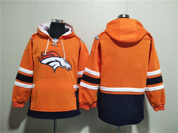 Denver Broncos Blank Orange Ageless Must-Have Lace-Up Pullover Hoodie - Zenithce