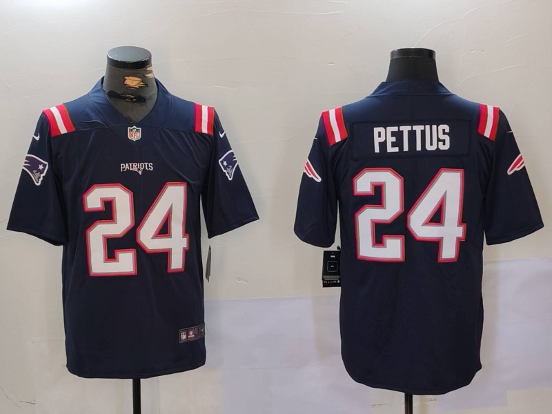 New England Patriots #24 Dell Pettus Navy Vapor Limited Stitched Jersey - Zenithce