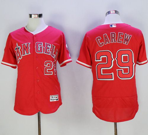 Angels Of Anaheim #29 Rod Carew Red Flexbase Authentic Collection Stitched Jersey - Zenithce