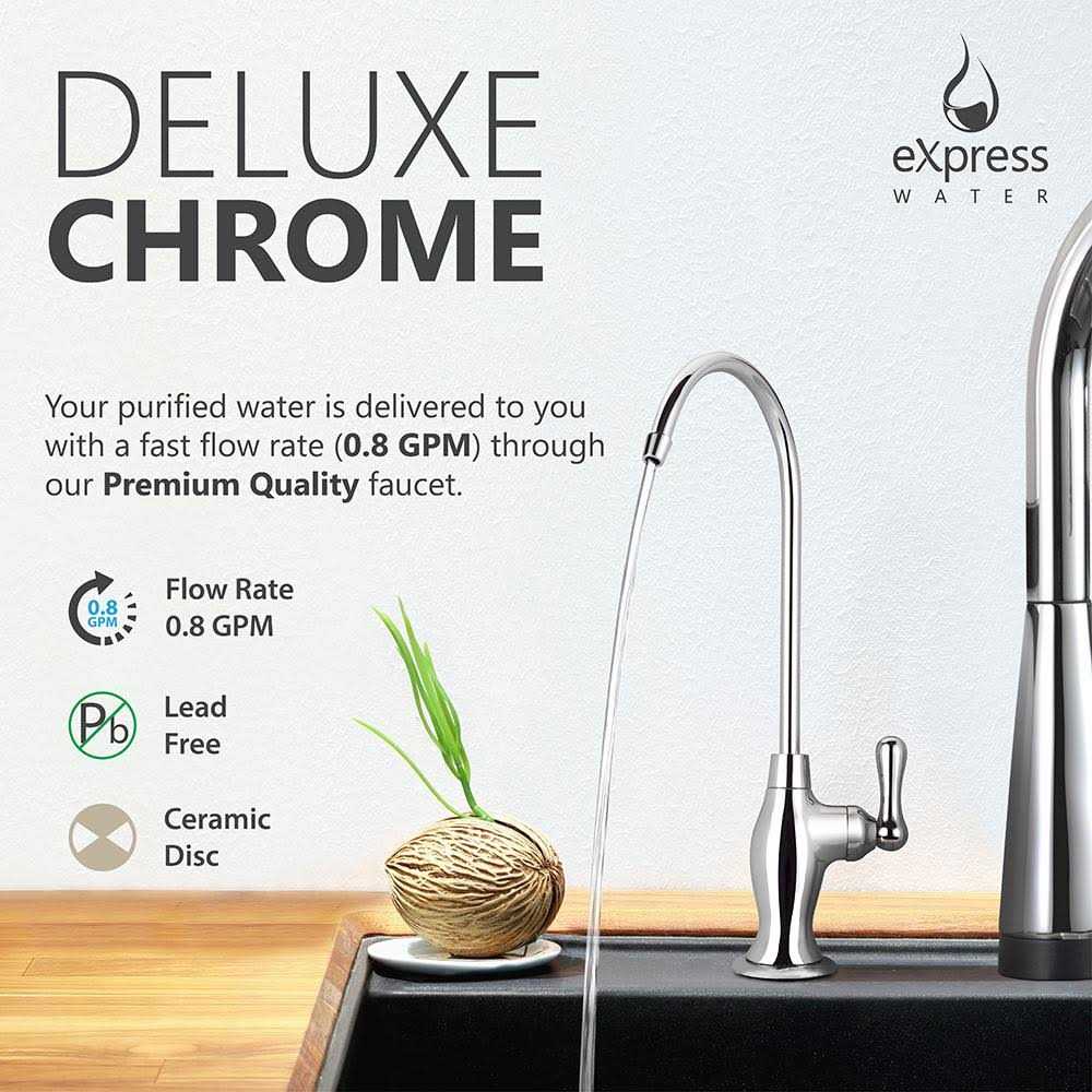 Express Water Deluxe Water Filter Faucet Coke-Shaped Faucet 100% Lead-Free Drinking Water Faucet Compatible with Reverse Osmosis - Zenithce