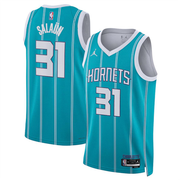 Charlotte Hornets #31 Tidjane Salaun Teal 2024 Draft Icon Edition Stitched Jersey - Zenithce