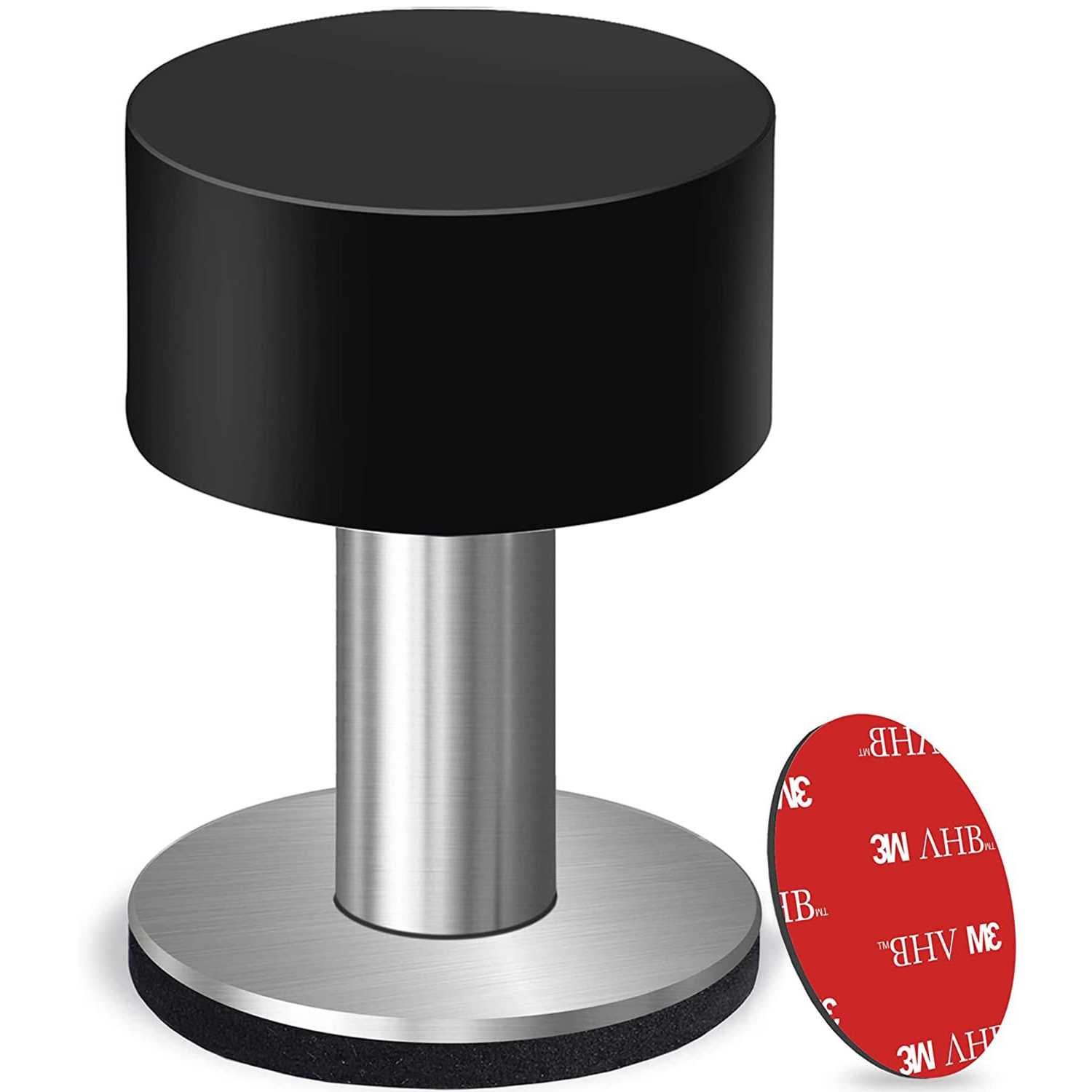 Door Stoppers with Extra Stickers Self-Adhesive Door Stop Rubber & Stainless Steel Body - Zenithce