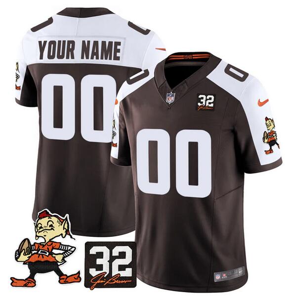 Cleveland Browns Custom Brown Alternate F.U.S.E. #32 Jim Brown Memorial Patch Vapor Limited Stitched Jersey - Zenithce