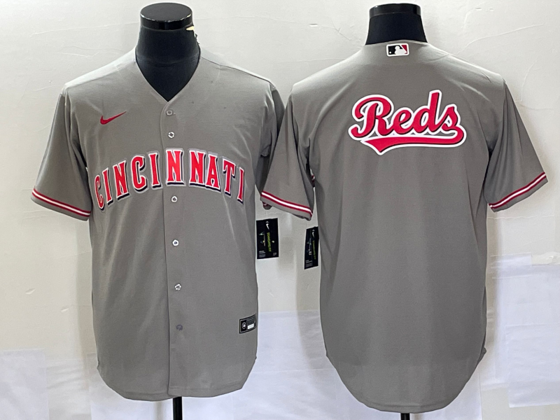 Cincinnati Reds Gray Team Big Logo Cool Base Stitched Jersey - Zenithce