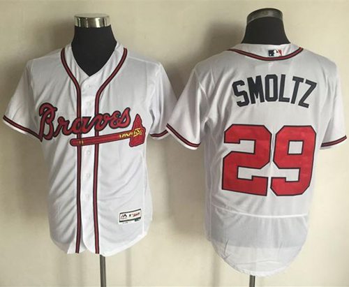 Braves #29 John Smoltz White Flexbase Authentic Collection Stitched Jersey - Zenithce