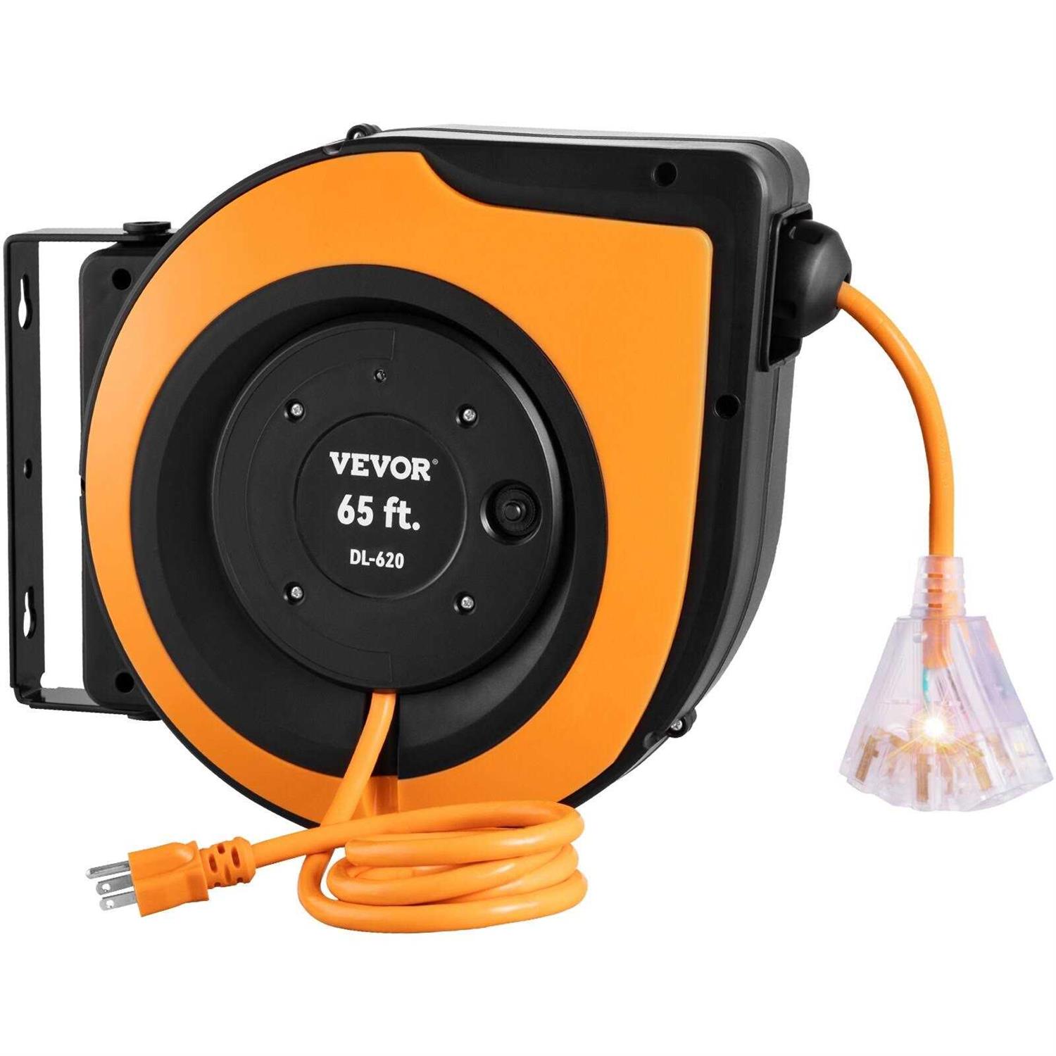 VEVOR Retractable Extension Cord Reel Heavy Duty 3C SJTOW Power Cord - Zenithce