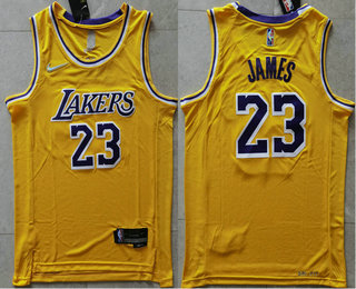 Los Angeles Lakers #23 LeBron James 75th Anniversary Diamond Gold 2021 Stitched Jersey - Zenithce