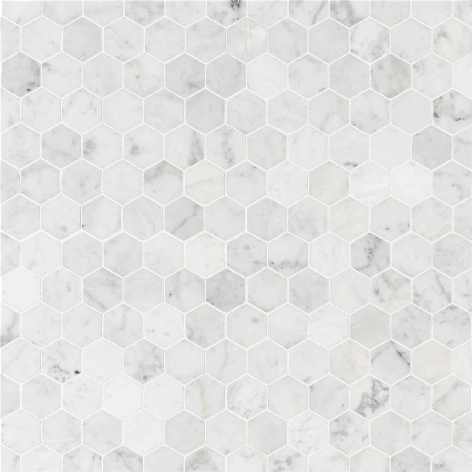 MSI Carrara White Hexagon 11.75 in. x 12 in. x 8mm Honed Marble Mesh-Mounted Mosaic Tile - Zenithce