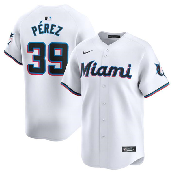 Miami Marlins #39 Eury Pérez White 2024 Home Limited Stitched Jersey - Zenithce