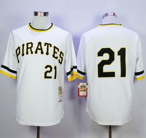 Mitchell And Ness Pirates #21 Roberto Clemente Stitched White Throwback Jersey - Zenithce