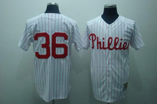 Mitchell And Ness Phillies #36 Robin Roberts Stitched White Red Strip Jersey - Zenithce