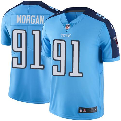 Titans #91 Derrick Morgan Light Blue Stitched Limited Rush Nike Jersey - Zenithce