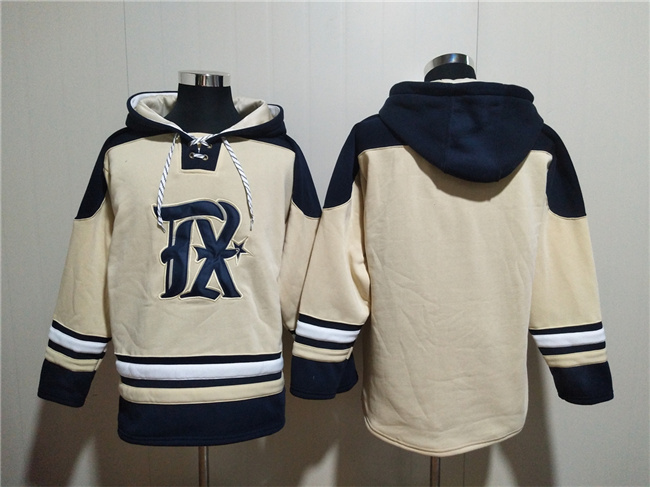 Texas Rangers Blank Cream Ageless Must-Have Lace-Up Pullover Hoodie - Zenithce