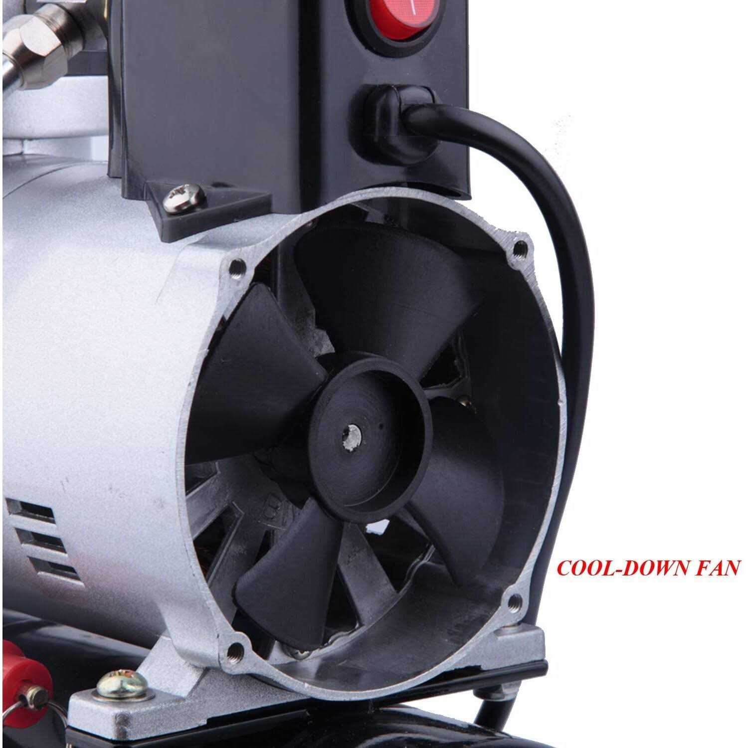 Timbertech Upgraded Airbrush Single-Piston Oil-free Mini Compressor ABPST08 with Cooling Fan - Zenithce