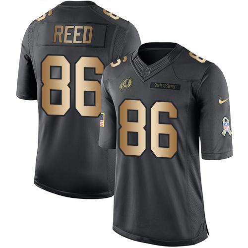 Redskins #86 Jordan Reed Black Stitched Limited Gold Salute To Service Nike Jersey - Zenithce