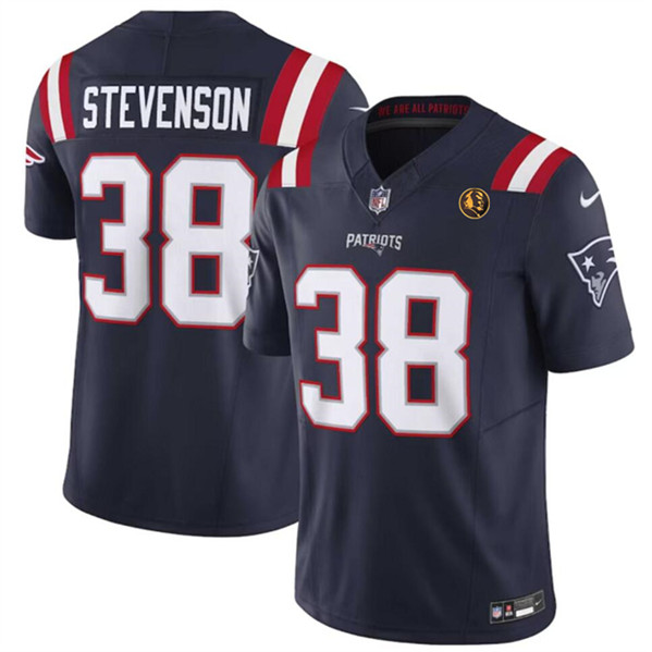 New England Patriots #38 Rhamondre Stevenson Navy 2023 F.U.S.E. With John Madden Patch Vapor Limited Stitched Jersey - Zenithce