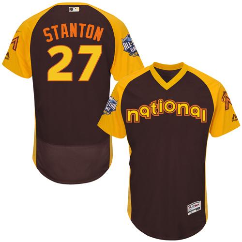 Marlins #27 Giancarlo Stanton Brown Flexbase Authentic Collection 2016 All-Star National League Stitched Jersey - Zenithce
