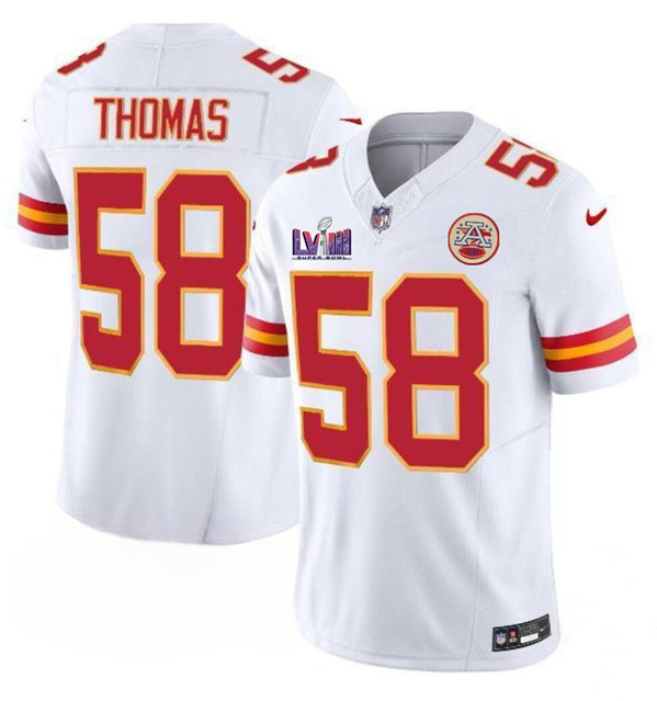 Kansas City Chiefs #58 Derrick Thomas White 2024 F.U.S.E. Super Bowl LVIII Patch Vapor Untouchable Limited Stitched Jersey - Zenithce