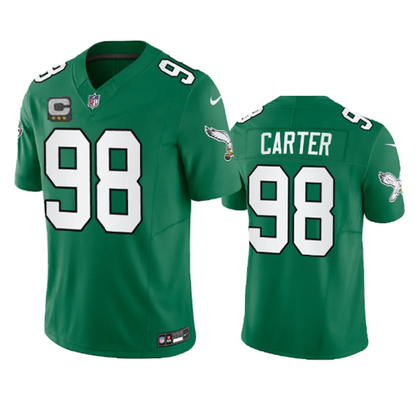 Philadelphia Eagles #98 Jalen Carter Green 2023 F.U.S.E. With C Patch Vapor Untouchable Stitched Jersey - Zenithce