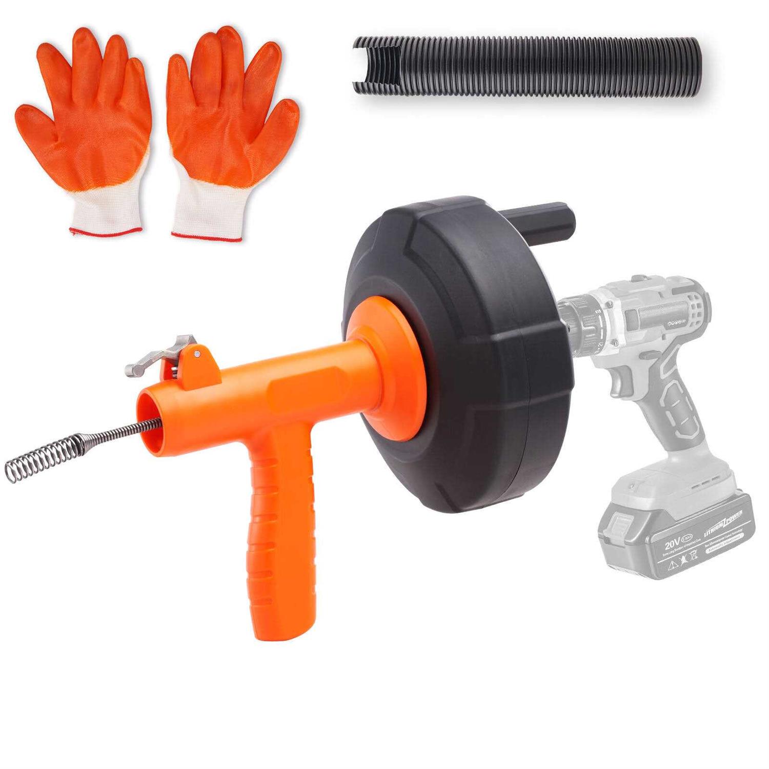 VEVOR Drain Auger 25Ft Plumbing Snake with Drill Attachment - Zenithce