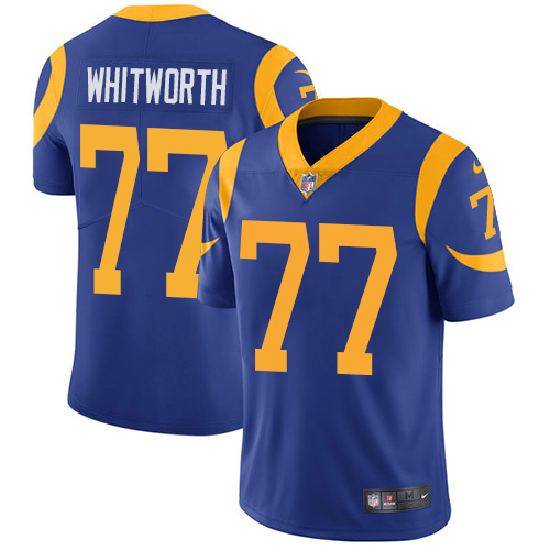 Los Angeles Rams #77 Andrew Whitworth Royal Blue Vapor Untouchable Limited Stitched Jersey - Zenithce