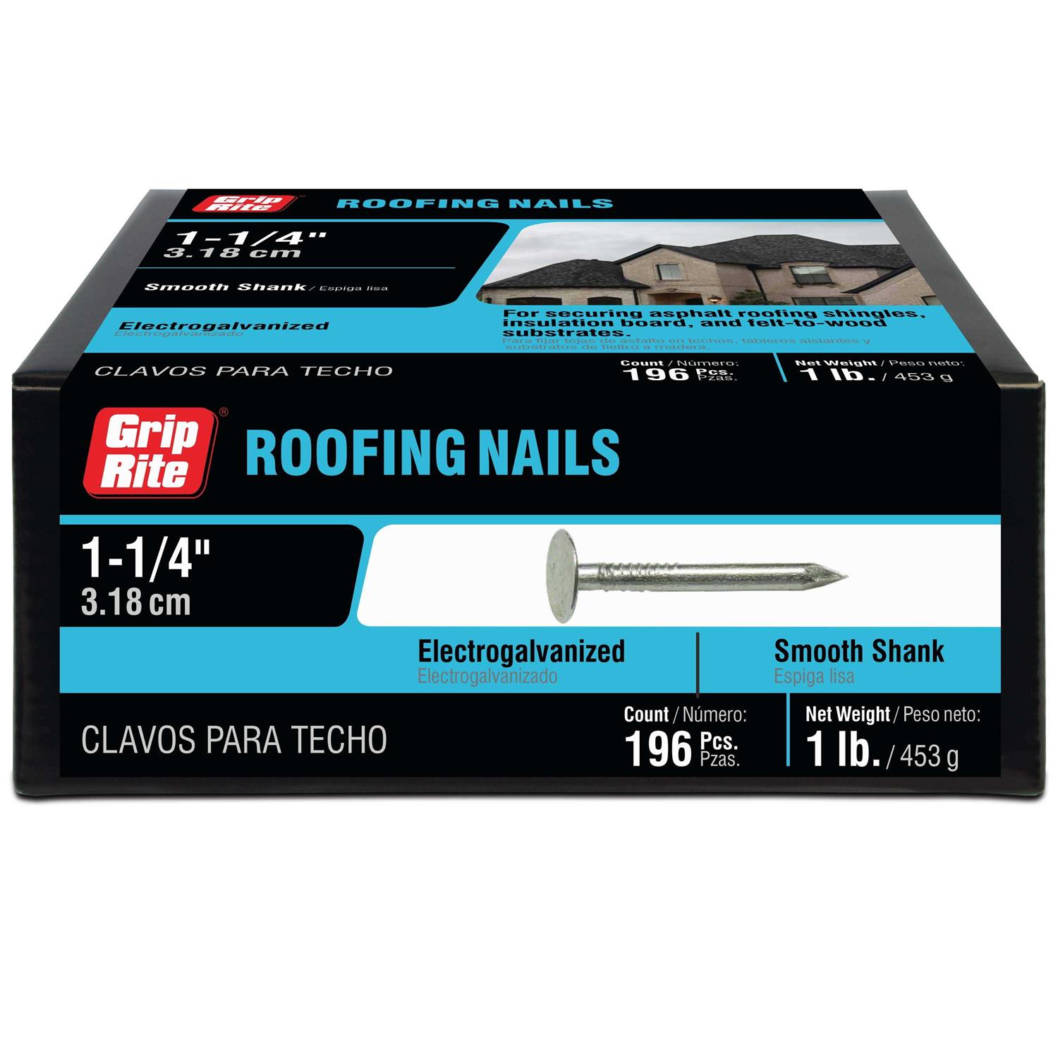 Grip-Rite 1-1/2-in Smooth Electro-Galvanized Roofing Nails - Zenithce