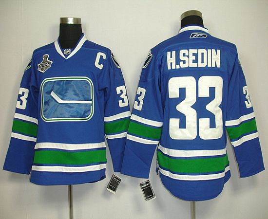 Canucks 2011 Stanley Cup Finals #33 Henrik Sedin Blue Third Stitched Jersey - Zenithce