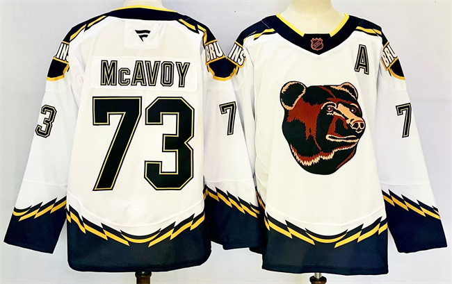 Boston Bruins #73 Charlie McAvoy White 2024-25 With A Patch Reverse Retro Home Stitched Jersey - Zenithce