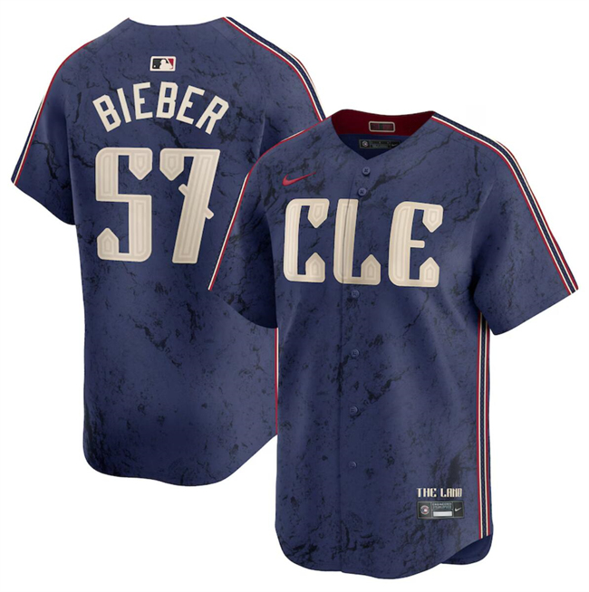 Cleveland Guardians #57 Shane Bieber Navy 2024 City Connect Limited Stitched Jersey - Zenithce