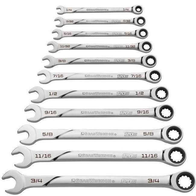 GEARWRENCH 11 Piece 1/4 3/8 & 1/2 Drive 84 Tooth Mixed Teardrop Ratchet Set - Zenithce