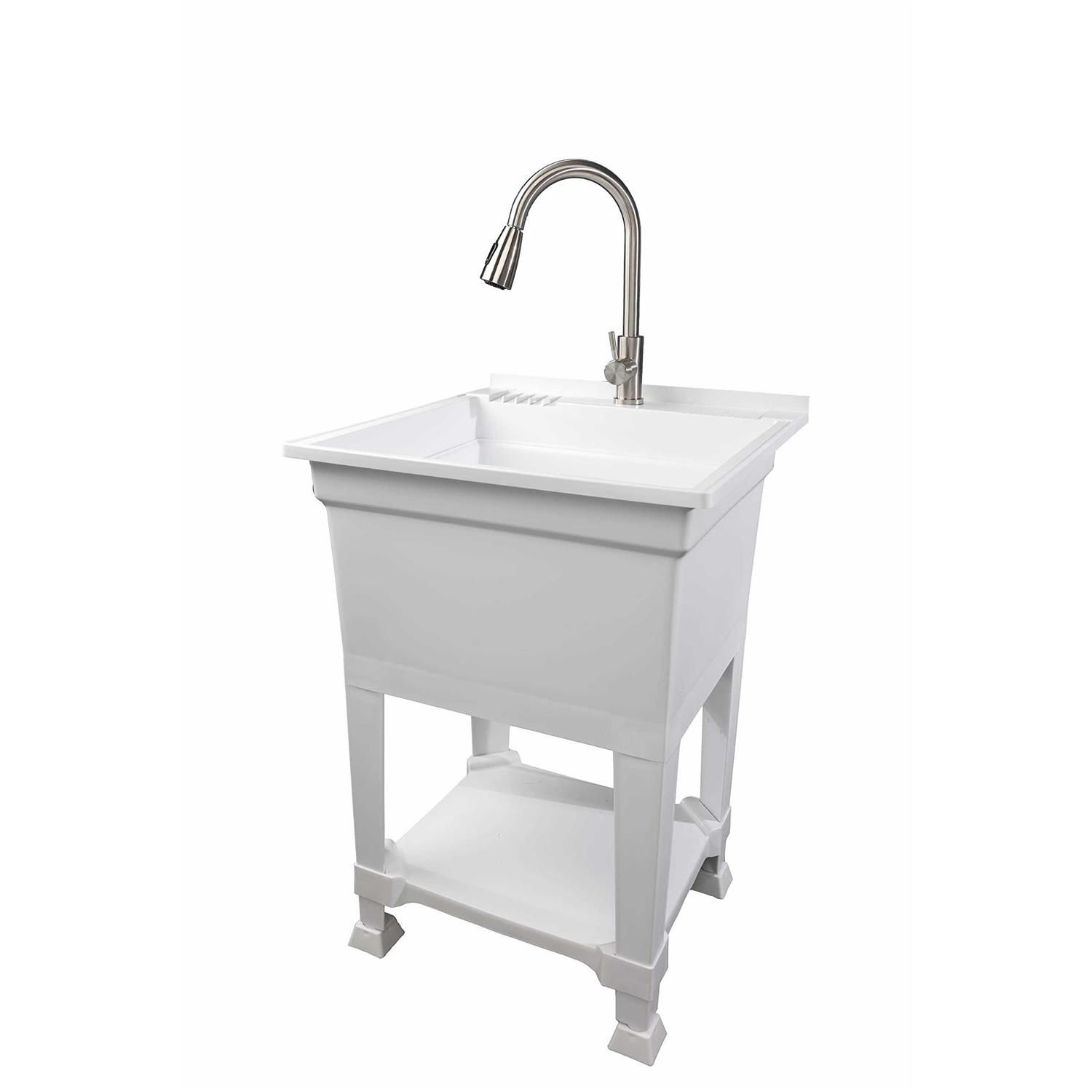 UTILITYSINKS Plastic 24 Freestanding Compact Workshop Utility Tub Sink - Zenithce