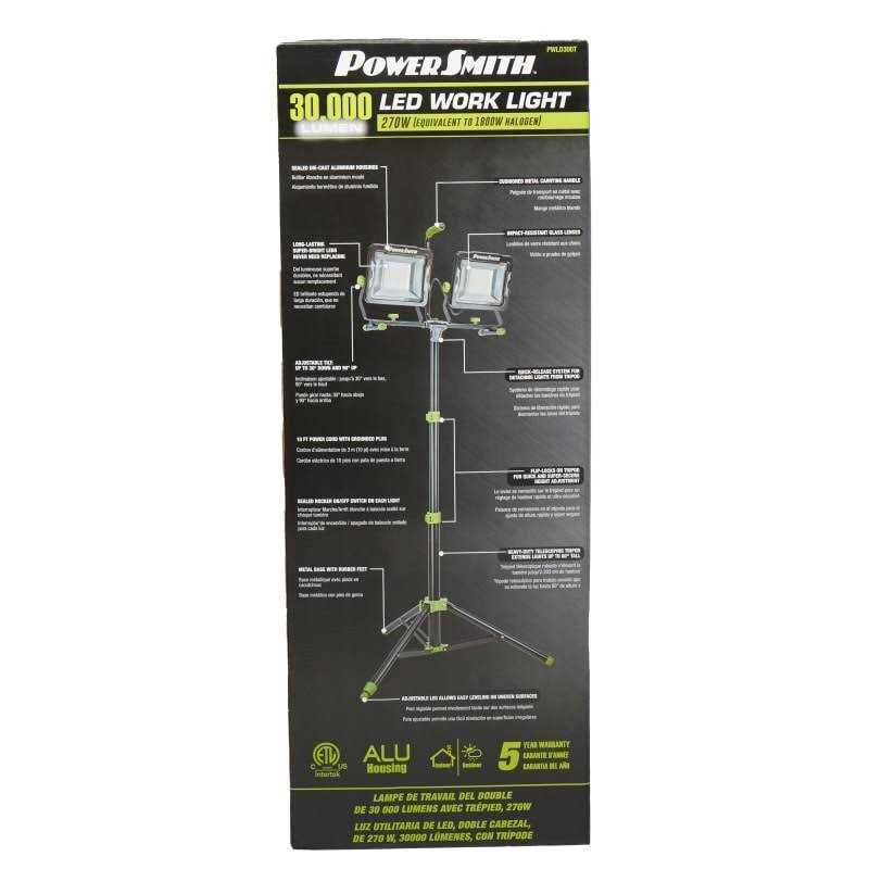 PowerSmith PWLD080T 8000-Lumen Dual-Head LED Work Light with 52-inch Tripod - Zenithce