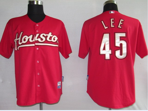 Mitchell And Ness Astros #45 Carlos Lee Red Stitched Throwback Jersey - Zenithce