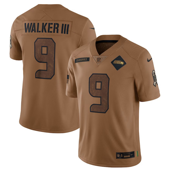 Seattle Seahawks #9 Kenneth Walker III 2023 Brown Salute To Service Limited Stitched Jersey - Zenithce