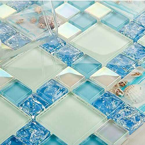 Hominter 5-Sheets Blue Cracked Mosaic Tile Kitchen Backsplash - Zenithce